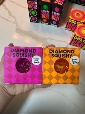 J’adore Diamond Squishy Mini Stress Toys - Pink & Orange (bundle)